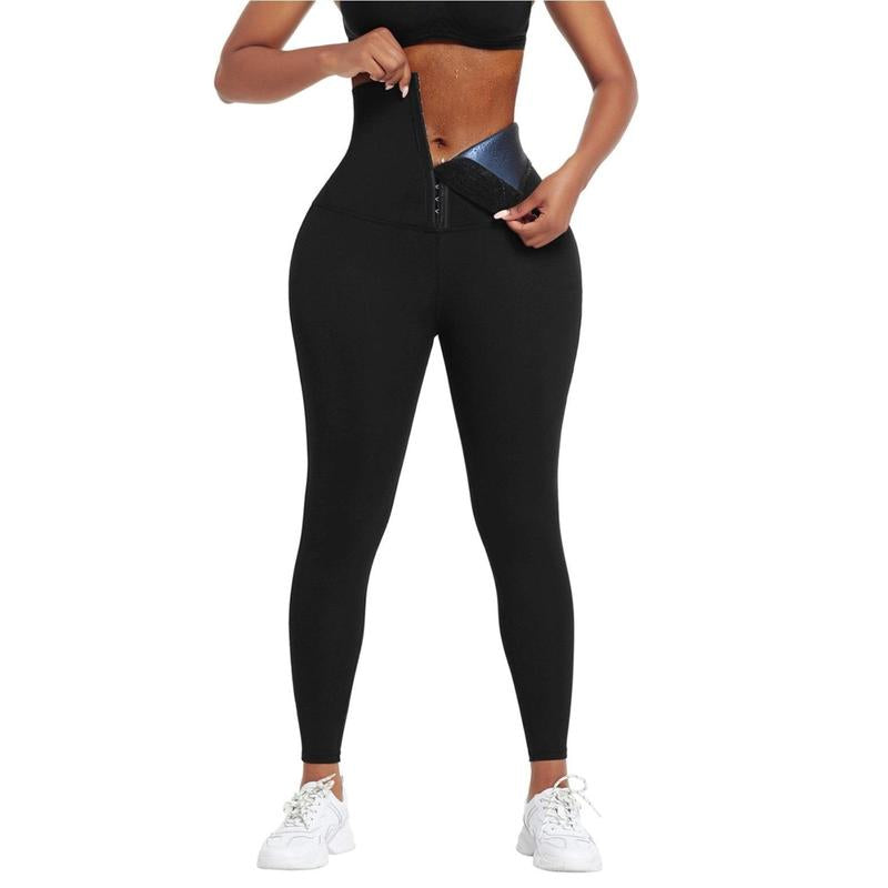 Blue Neoprene Sauna Tummy Control Leggings